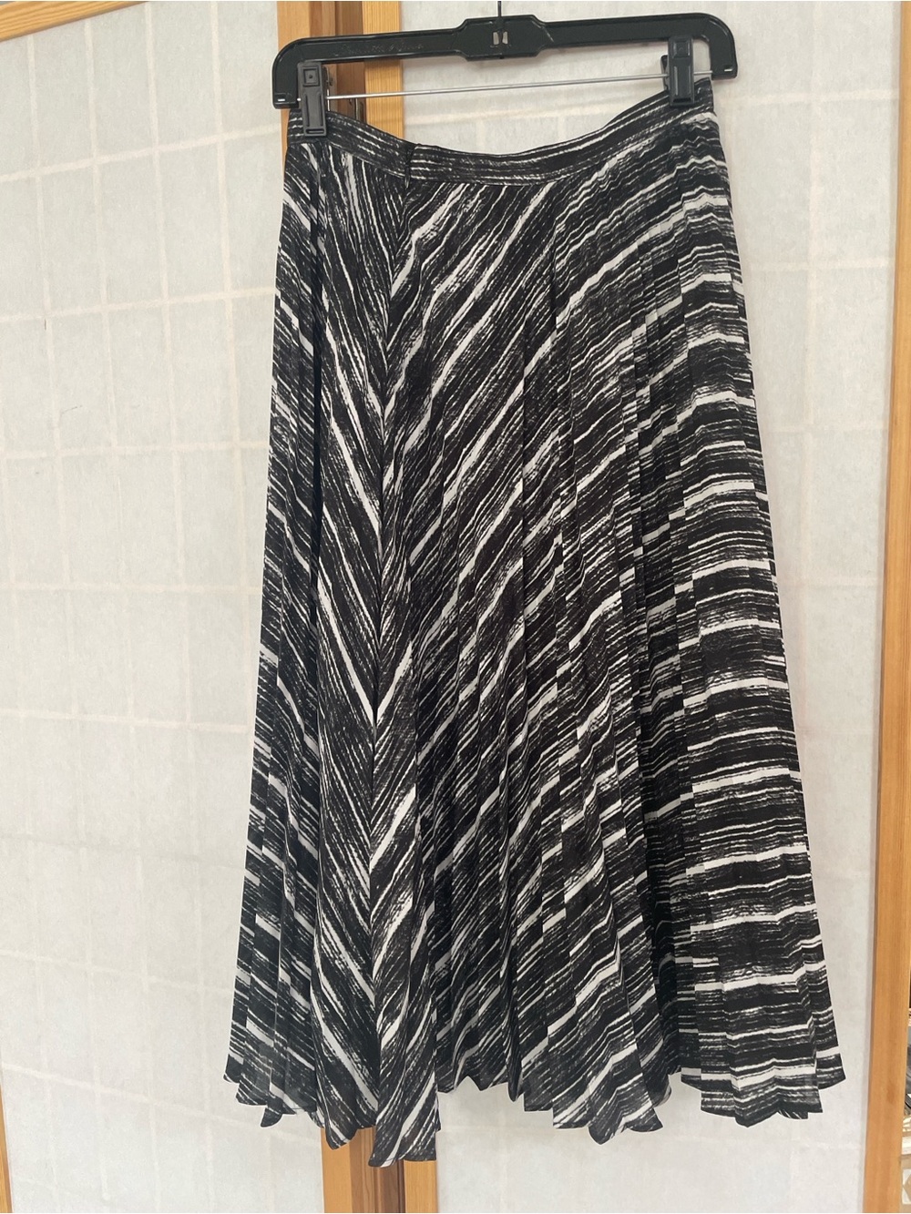 Banana Republic Black and White Striped Circle Skirt